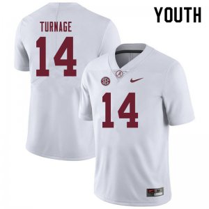 NCAA Youth Alabama Crimson Tide #14 Brandon Turnage Stitched College 2019 Nike Authentic White Football Jersey GJ17T47EP